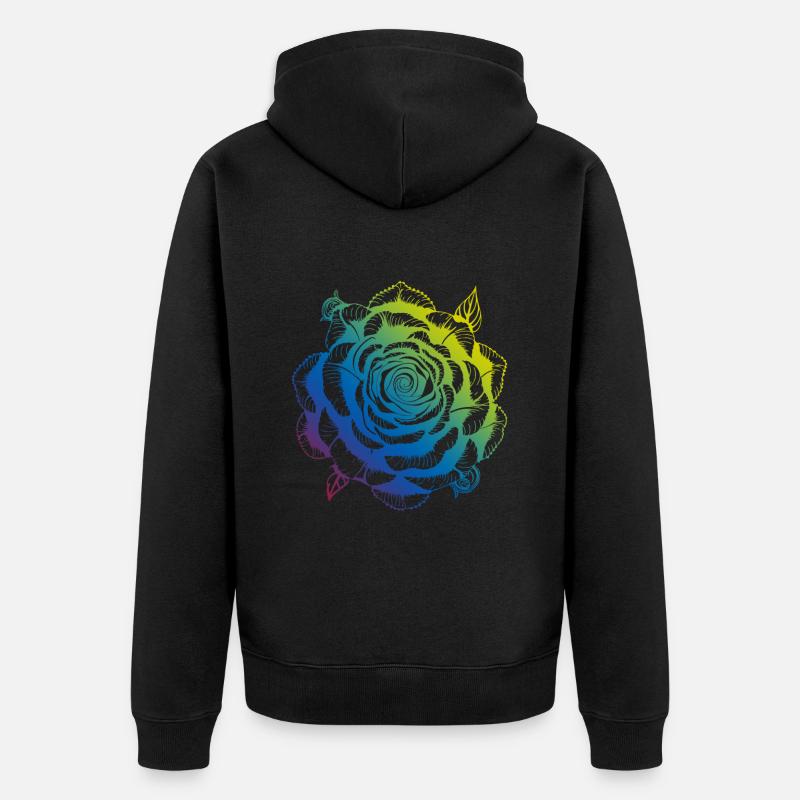 Rose Mandala Boho - Veste à capuche bio Premium Unisexe - noir