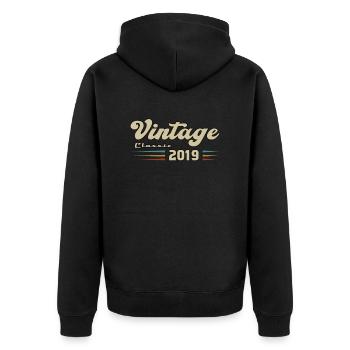 2019 Birthday Vintage Classic - Unisex Premium Organic Zip Hoodie - black - Back - Nico (187cm)