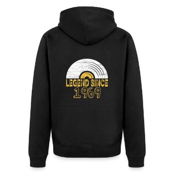 1969 Birthday Vinyl Legend depuis - Veste à capuche bio Premium Unisexe - noir - Dos - Nico (187cm)