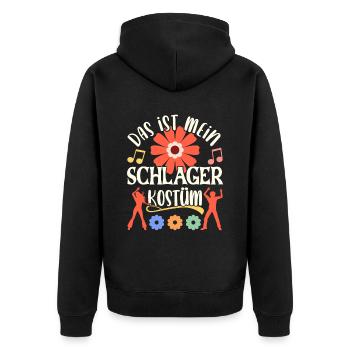 Das ist mein Schlager Kostüm Schlagerkostüm Outfit - Unisex Premium Bio Zip Hoodie - Schwarz - Hinten - Nico (187cm)