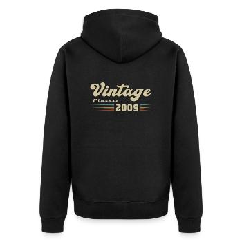 2009 Anniversaire Vintage Classic - Veste à capuche bio Premium Unisexe - noir - Dos - Nico (187cm)