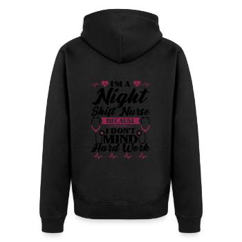 Im a Night Shift Nurse - Unisex Premium Bio Zip Hoodie - Schwarz - Hinten - Nico (187cm)