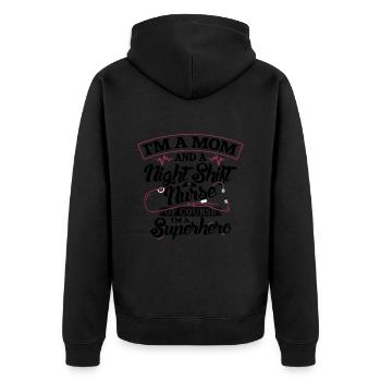 I'm a mom and a Night Shift Nurse - Unisex Premium Bio Zip Hoodie - Schwarz - Hinten - Nico (187cm)