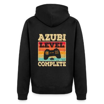 Ausbildung bestanden Azubi Auszubildender Abschluß - Unisex Premium Bio Zip Hoodie - Schwarz - Hinten - Nico (187cm)