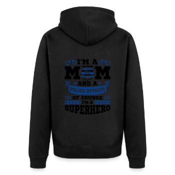 Polizei Polizist Polizeibeamte - Unisex Premium Bio Zip Hoodie - Schwarz - Hinten - Nico (187cm)