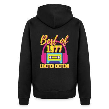 46. Geburtstag Best of 1977 Kassette Retro 80er Jahre - Unisex Premium Bio Zip Hoodie - Schwarz - Hinten - Nico (187cm)