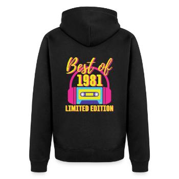 42. Geburtstag Best of 1981 Kassette Retro 80er Jahre - Unisex Premium Bio Zip Hoodie - Schwarz - Hinten - Nico (187cm)