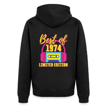 49. Geburtstag Best of 1974 Kassette Retro 80er Jahre - Unisex Premium Bio Zip Hoodie - Schwarz - Hinten - Nico (187cm)