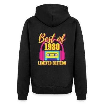 43. Geburtstag Best of 1980 Kassette Retro 80er Jahre - Unisex Premium Bio Zip Hoodie - Schwarz - Hinten - Nico (187cm)