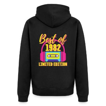 41. Geburtstag Best of 1982 Kassette Retro 80er Jahre - Unisex Premium Bio Zip Hoodie - Schwarz - Hinten - Nico (187cm)