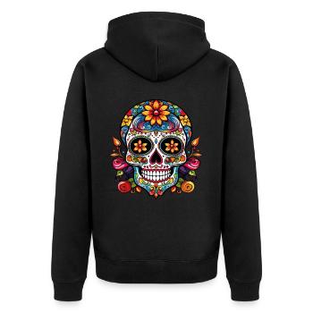 Crâne de sucre Méxicain - Veste à capuche bio Premium Unisexe - noir - Dos - Nico (187cm)