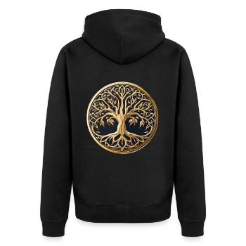 Baum des Lebens - Unisex Premium Bio Zip Hoodie - Schwarz - Hinten - Nico (187cm)