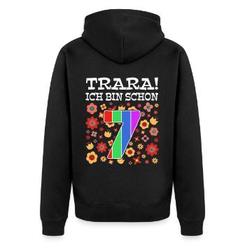 7. Geburtstag Kindergeburtstag Geschenk Kinder - Unisex Premium Bio Zip Hoodie - Schwarz - Hinten - Nico (187cm)