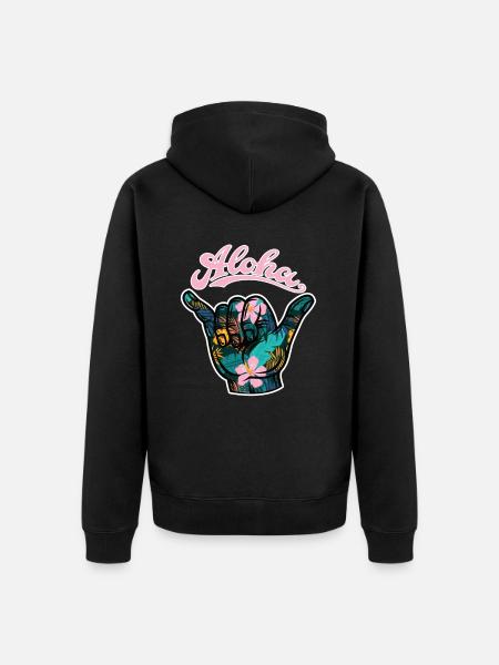 6 Aloha Shaka - Unisex Premium Organic Zip Hoodie - black
