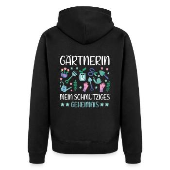 Lustige Garten Sprüche Frauen Gärtnerin - Unisex Premium Bio Zip Hoodie - Schwarz - Hinten - Nico (187cm)