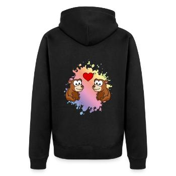 Ours Comic Couple Amour - Veste à capuche bio Premium Unisexe - noir - Dos - Nico (187cm)