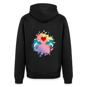 Shark Comic Couple Love - Veste à capuche bio Premium Unisexe - noir - Dos - Nico (187cm)