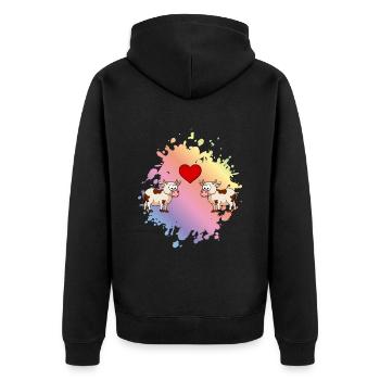 Kuh Comic Paar Liebe - Unisex Premium Bio Zip Hoodie - Schwarz - Hinten - Nico (187cm)