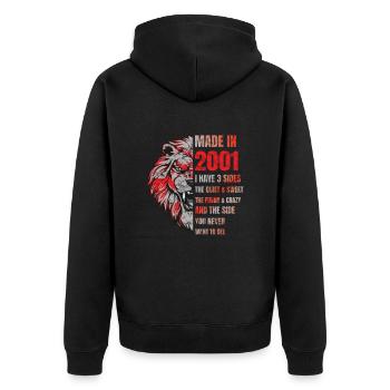2001 Birthday Lion made in - Unisex Premium Organic Zip Hoodie - black - Back - Nico (187cm)