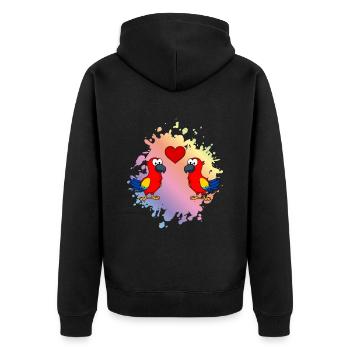 Papagai Comic Couple Love - Veste à capuche bio Premium Unisexe - noir - Dos - Nico (187cm)