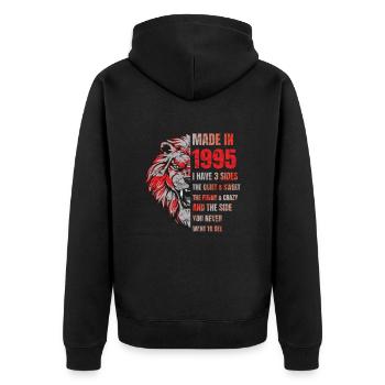 1995 Birthday Lion made in - Unisex Premium Organic Zip Hoodie - black - Back - Nico (187cm)