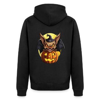 Halloween, a bat with its pumpkin - Unisex Premium Organic Zip Hoodie - black - Back - Nico (187cm)