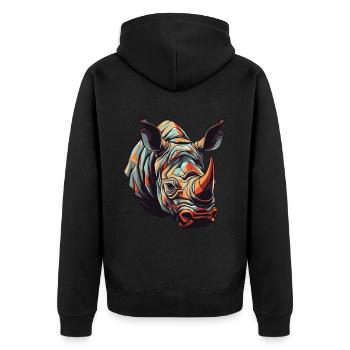 Rhinoceros Portrait - Unisex Premium Organic Zip Hoodie - black - Back - Nico (187cm)