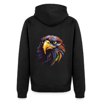 Adler Portrait - Unisex Premium Bio Zip Hoodie - Schwarz - Hinten - Nico (187cm)