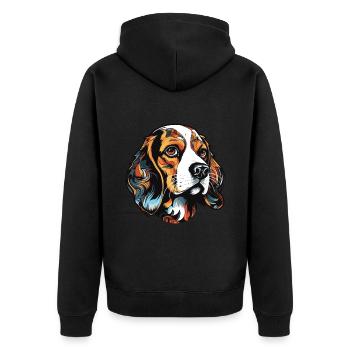 Portrait de chien Beagle - Veste à capuche bio Premium Unisexe - noir - Dos - Nico (187cm)