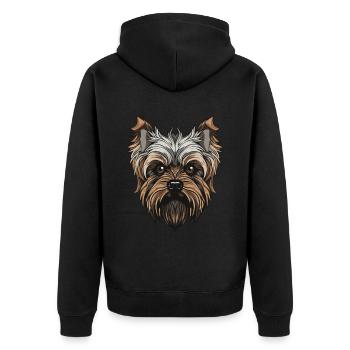Yorkshire Terrier Hund Portrait - Unisex Premium Bio Zip Hoodie - Schwarz - Hinten - Nico (187cm)