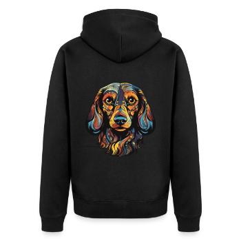 Teckel Portrait de chien teckel - Veste à capuche bio Premium Unisexe - noir - Dos - Nico (187cm)