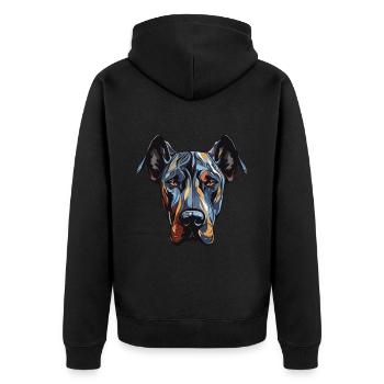 Great Dane Dog Portrait - Unisex Premium Organic Zip Hoodie - black - Back - Nico (187cm)