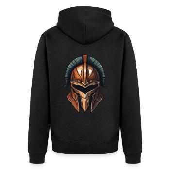 Spartan Warrior Sparta Helmet - Unisex Premium Organic Zip Hoodie - black - Back - Nico (187cm)