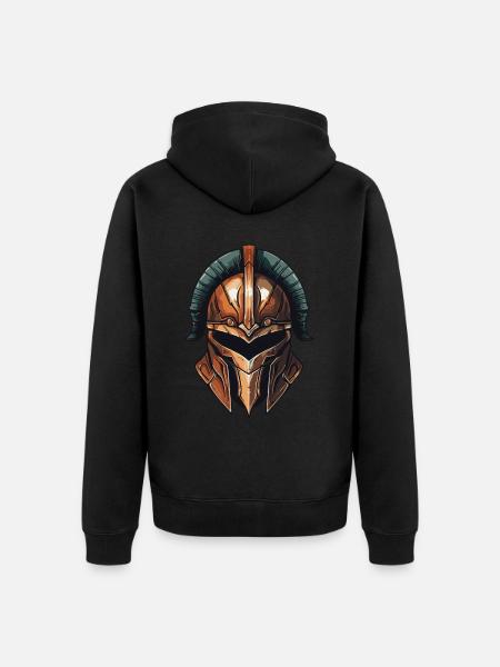 Spartan Warrior Sparta Helmet - Unisex Premium Organic Zip Hoodie - black