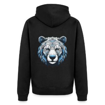 Eisbär Portrait Polar bär - Unisex Premium Bio Zip Hoodie - Schwarz - Hinten - Nico (187cm)