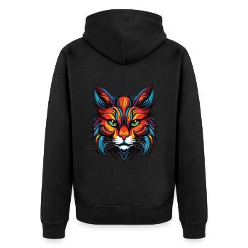 Tête de portrait de chat - Veste à capuche bio Premium Unisexe - noir - Dos - Nico (187cm)