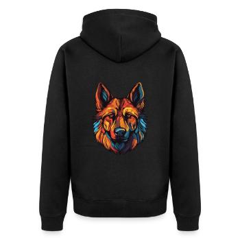 German Shepherd Dog Portrait - Unisex Premium Organic Zip Hoodie - black - Back - Nico (187cm)