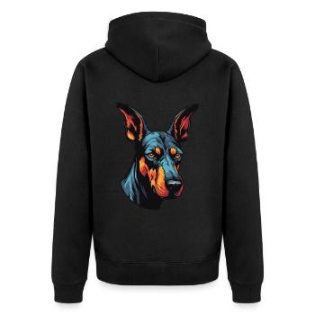 Doberman Hund Portrait - Unisex Premium Bio Zip Hoodie - Schwarz - Hinten - Nico (187cm)