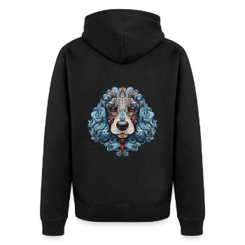 Portrait de chien caniche - Veste à capuche bio Premium Unisexe - noir - Dos - Nico (187cm)