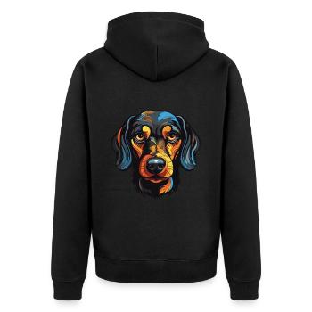 Teckel Portrait de chien teckel - Veste à capuche bio Premium Unisexe - noir - Dos - Nico (187cm)
