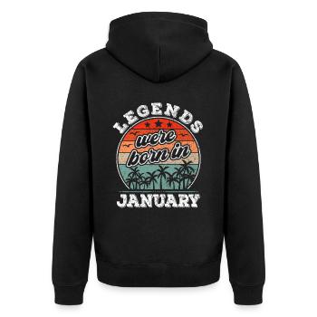 Januar Geburtstag Januar Geboren Legende Geschenk - Unisex Premium Bio Zip Hoodie - Schwarz - Hinten - Nico (187cm)