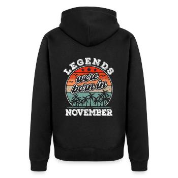 Anniversaire de novembre né en novembre légende - Veste à capuche bio Premium Unisexe - noir - Dos - Nico (187cm)