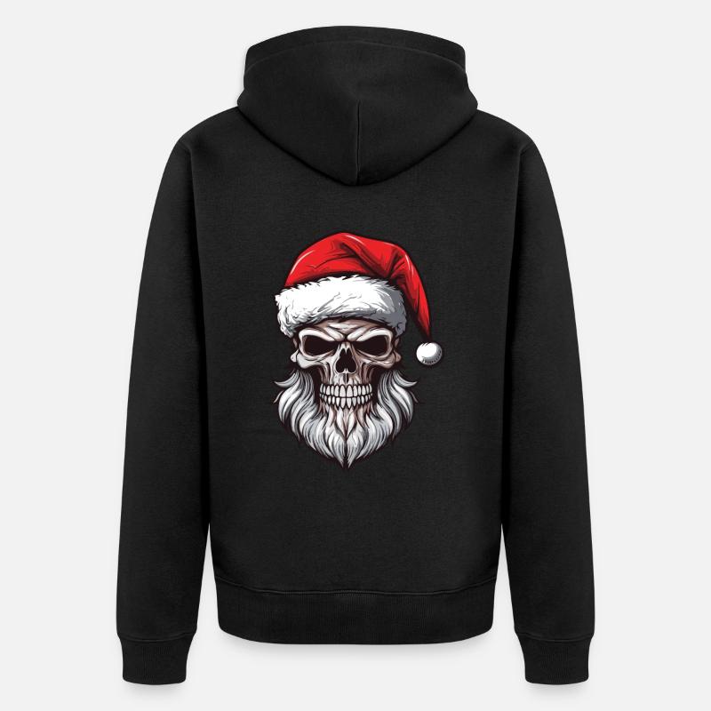 Crâne du Père Noël - Veste à capuche bio Premium Unisexe - noir