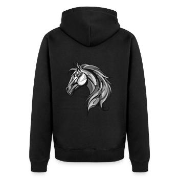 Cheval Portrait Animal - Veste à capuche bio Premium Unisexe - noir - Dos - Nico (187cm)