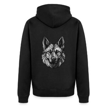 German Shepherd Dog Portrait Animal - Unisex Premium Organic Zip Hoodie - black - Back - Nico (187cm)