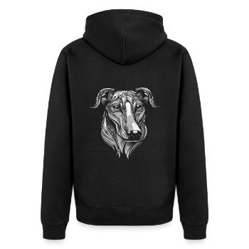Greyhound Dog Portrait Animal - Veste à capuche bio Premium Unisexe - noir - Dos - Nico (187cm)