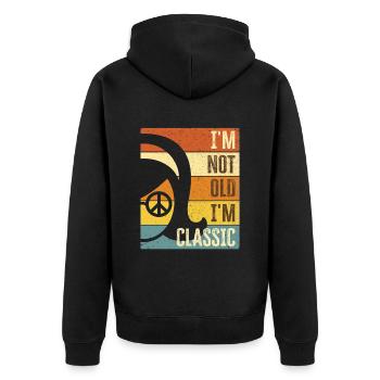 70er Jahre 1970er 60er Jahre 1960er Party Kostüm - Unisex Premium Bio Zip Hoodie - Schwarz - Hinten - Nico (187cm)