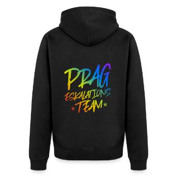 Prague escalation - Unisex Premium Organic Zip Hoodie - black - Back - Nico (187cm)