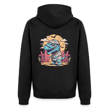 Tyrannosaurus Trex Halloween - Unisex Premium Bio Zip Hoodie - Schwarz - Hinten - Nico (187cm)