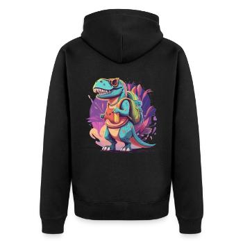 Enrollment Dinosaur Schoolchild Trex - Unisex Premium Organic Zip Hoodie - black - Back - Nico (187cm)